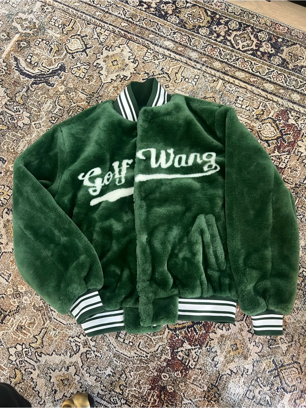 Golf Wang Green Faux Fur Varsity Jacket